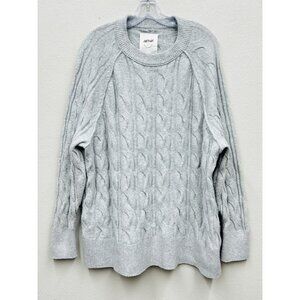 Aerie Sweater Womens XL Grey Chunky Cable Knit Soft Cozy Oversized Stretch 2024